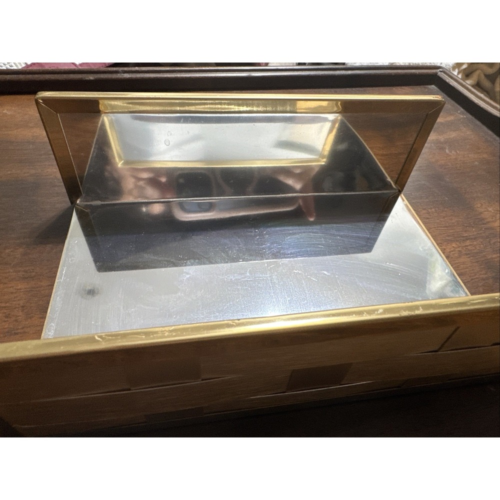 Vtg Brushed Gold Weave Hand Towel Napkin Tissue Holder Stylebuilt NYC Tray 8x2.5 - Picture 2 of 5
